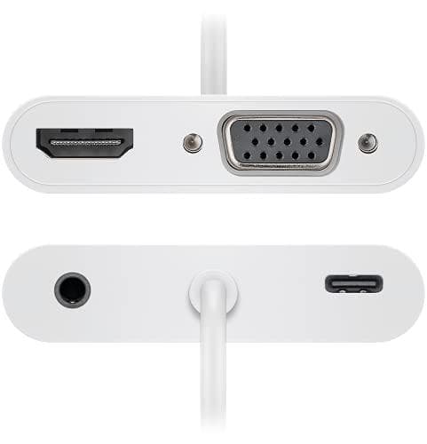goobay 52418 multiport adapter USB-C til HDMI + VGA + USB-C Strømforsyning 100 W inkl. 3,5 mm lydtilslutning til hovedtelefoner/mikrofoner