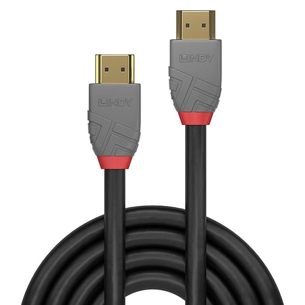 Lindy Anthra Line - HDMI Ethernet-kaapelilla - HDMI (M) - HDMI (M) - 2 m - kolminkertaisesti suojattu - musta - pyöreä, 4K-tuki