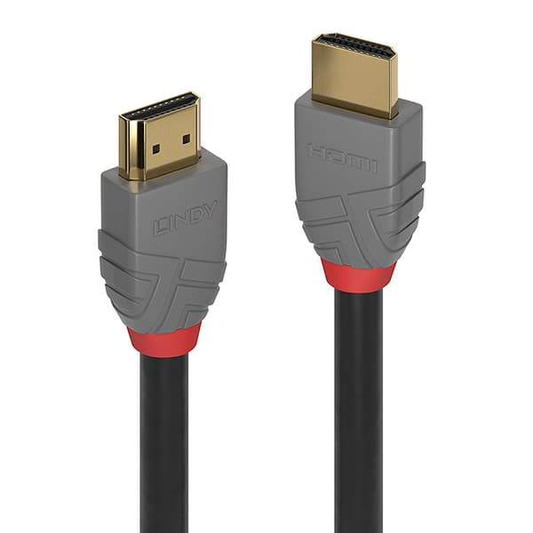 Lindy Anthra Line - HDMI Ethernet-kaapelilla - HDMI (M) - HDMI (M) - 2 m - kolminkertaisesti suojattu - musta - pyöreä, 4K-tuki