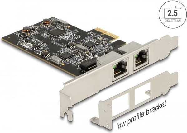 Delock PCI Express x2-kort till 2 x 2,5 Gigabit LAN i225 (89392) Rostfritt stål