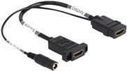 Delock - HDMI-adapter - HDMI, DC-stik 5,5 x 2,1 mm hun til HDMI hun - 30 cm - sort - understøtter 4K 60 Hz (3840 x 2160) (87038)