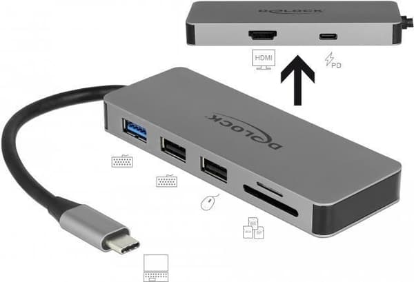 DeLOCK USB Type-C -telakointiasema mobiililaitteille - Telakointiasema - USB-C - HDMI (87743)