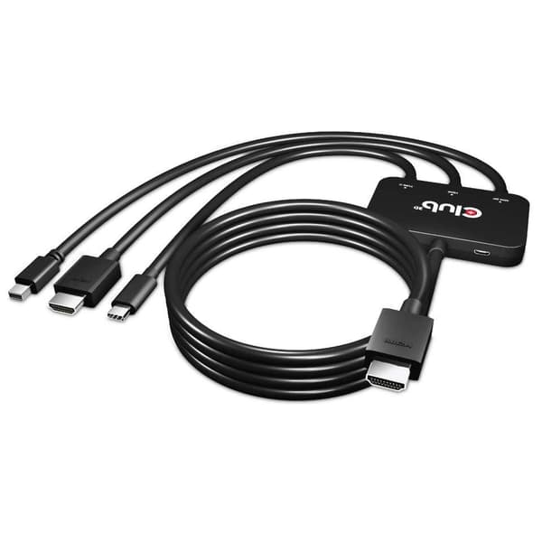 Club 3D CAC-1630 - Videogränssnittskonverterare - Mini DisplayPort / HDMI / USB - HDMI, Micro USB Typ B (endast ström), Mini DisplayPort, USB-C till H