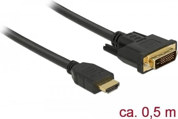 Delock HDMI til DVI 24+1 kabel tovejs 0,5 m (85651)