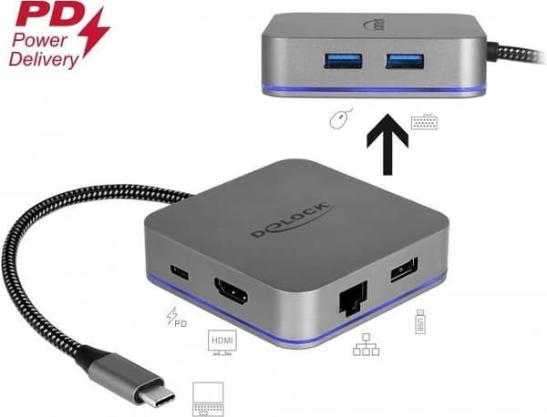 DeLOCK USB Type-C dockingstation til mobile enheder - Dockingstation - USB-C - HDMI - GigE (87742)