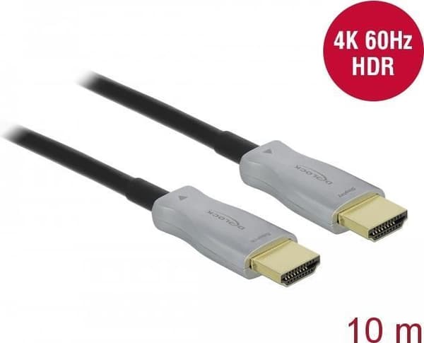 DeLOCK - Højhastigheds HDMI-kabel - HDMI (M) til HDMI (M) - 10,0 m - fiberoptisk - sort - 4K-understøttelse, aktivt optisk kabel (AOC) (85010)