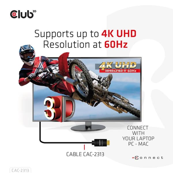 club3D HDMI-liitäntäkaapeli 10,00 m CAC-2313 liekinkestävä, nopea HDMI-musta [1x HDMI-pistoke - 1x HDMI-pistoke]