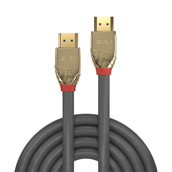 Lindy Gold Line - Ultra High Speed HDMI-kabel - HDMI (M) til HDMI (M) - 1,0 m - Tredobbelt isolering - Grå - Rund, 10K Support (37601)