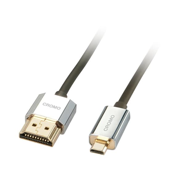 Lindy CROMO Slim højhastigheds HDMI til mikro HDMI-kabel med Ethernet - video/lyd/netværkskabel - HDMI - 36 AWG - HDMI, 19-benet (M) - 19-benet Micro-