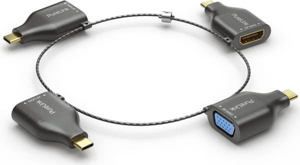 PureLink Adapter Ring Small - 4x USB-C - USB-C > VGA/HDMI/miniDP/DP, sort PureLink Adapter Ring Small - 4x USB-C - USB-C > VGA 1080p, USB-C > HDMI 4K3
