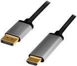 LogiLink - sovitinkaapeli - DisplayPort-uros HDMI-uros - 2 m - kolminkertainen eristys - musta - tukee 4K 60 Hz (3840 x 2160)