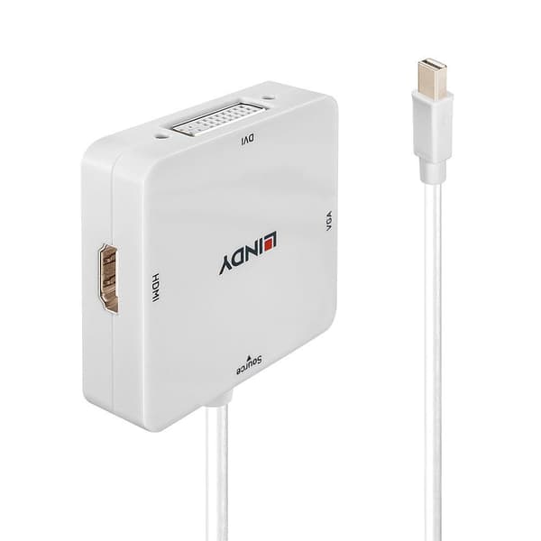 Lindy 38297 videokabeladapter 0,15 m Mini DisplayPort DVI-D + VGA (D-Sub) + HDMI Hvid
