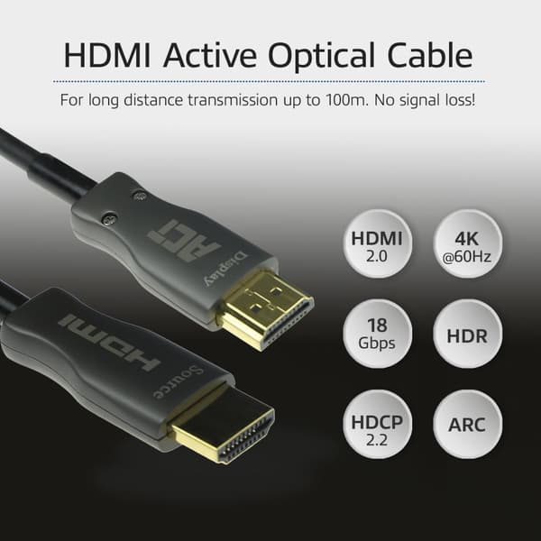 ACT HDMI Fiberoptisk kabel på spole – 4K@60Hz - Aktivt optisk kabel (AOC) – 18Gbps – HDMI-kabel 100 meter – AK3940
