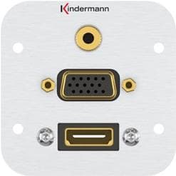 Kindermann 7441000586. Stiktype: HDMI + VGA + 3,5 mm, Modulantal (max): 1 modul(er). Farve på produkt: Aluminium, Materiale: Aluminium. Bredde: 54 mm
