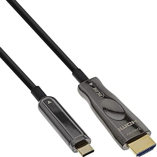 InLine® USB Display AOC-kabel, USB Type-C hane till HDMI hane, 15m