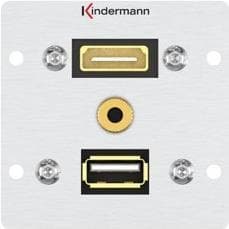 Kindermann Konnect alu 50 - Modulär frontplatta snap-in - Mini-Phone Stereo 3,5 mm, HDMI, USB 3.0 Typ A (7444000547)