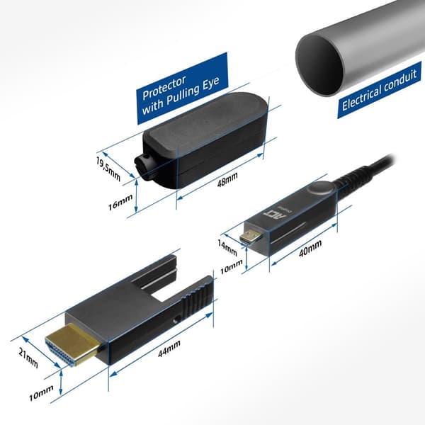 ACT HDMI fiberoptisk kabel med aftageligt stik – 4K@60Hz – Aktivt optisk kabel (AOC) – HDMI-kabel 20 meter – AK4102