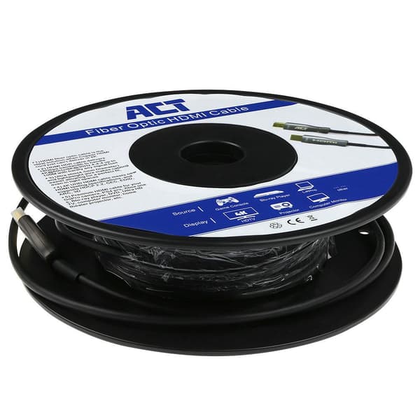 ACT HDMI Glasfiber kabel med spoler – 4K@60Hz - Active Optical Cable (AOC) – 18Gbps – HDMI-kabel 20 meter – AK3932