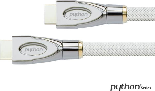Anslutningskabel High-Speed-HDMI® med Ethernet 4K2K / UHD, ACTIVE, 24K guldpläterade kontakter, OFC, vit nylonfläta, 15m, PYTHON®-serien (GC-M0167)