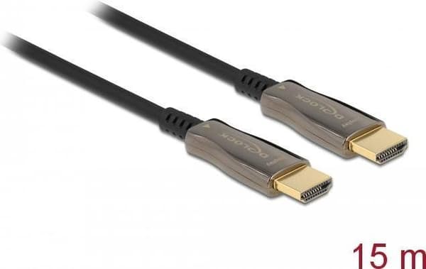 Delock - Highspeed HDMI-kabel - HDMI han til HDMI han - 15,0m - sort - understøtter 8K 60 Hz (7680 x 4320) (84037)