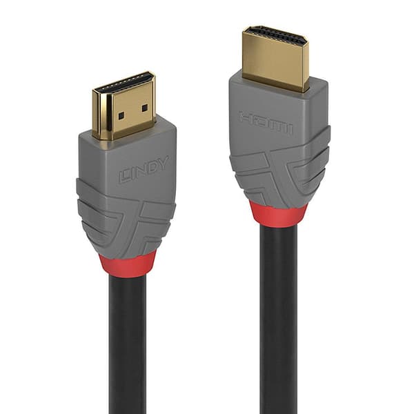Lindy Anthra Line - Standard HDMI med Ethernet-kabel - HDMI (M) til HDMI (M) - 15 m - Tredobbelt isolering - Sort - Rund, 4K-understøttelse