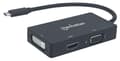 Pikkukuva 3 / 5: Manhattan 152983 USB-C 3-in-1 Moniporttinen A/V-muunnin USB Type-C Uros DVI, HDMI tai VGA Naaras 4K@30Hz HDMI Portti 1080p VGA- ja DVI-portit musta