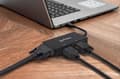 Pikkukuva 2 / 5: Manhattan 152983 USB-C 3-in-1 Moniporttinen A/V-muunnin USB Type-C Uros DVI, HDMI tai VGA Naaras 4K@30Hz HDMI Portti 1080p VGA- ja DVI-portit musta