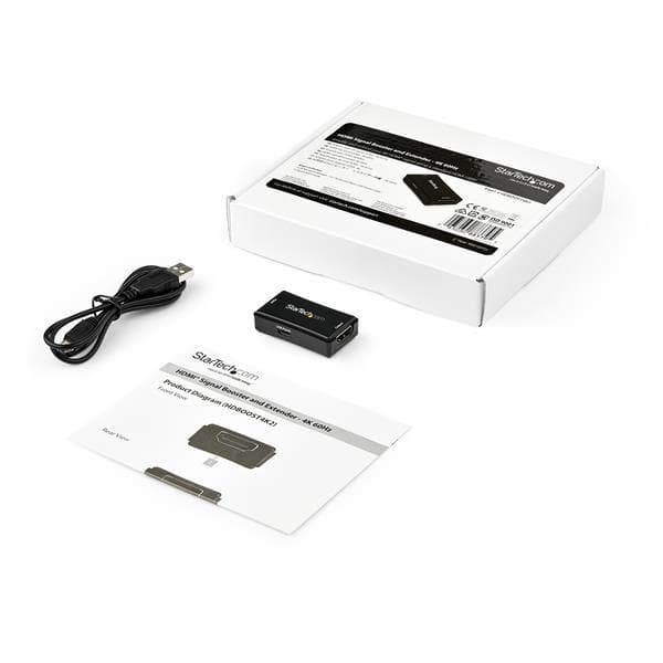 StarTech.com HDBOOST4K2 HDMI Signal Booster (4K 60Hz, USB-driven, 7.1 Audio Support, Signal Booster, YUV 4:4:4) - Förlängning för video/ljud - HDMI -
