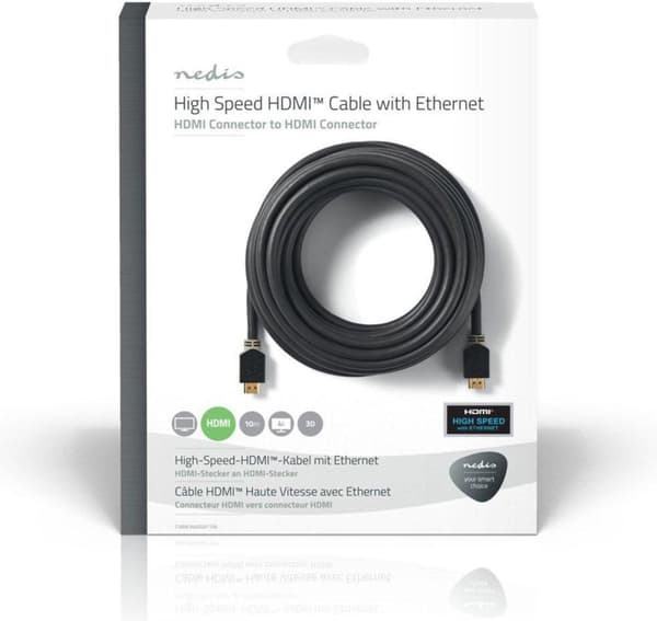 Højhastigheds HDMI™-kabel med Ethernet | HDMI™-stik | HDMI™-stik | 4K@60Hz | 18 Gbps | 10,0 m | runde | PVC | Antracit | vindueskasse