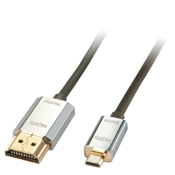 Lindy CROMO Slim højhastigheds HDMI til mikro HDMI-kabel med Ethernet - video/lyd/netværkskabel - HDMI - HDMI, 19-benet (M) - 19-benet mikro-HDMI (M)
