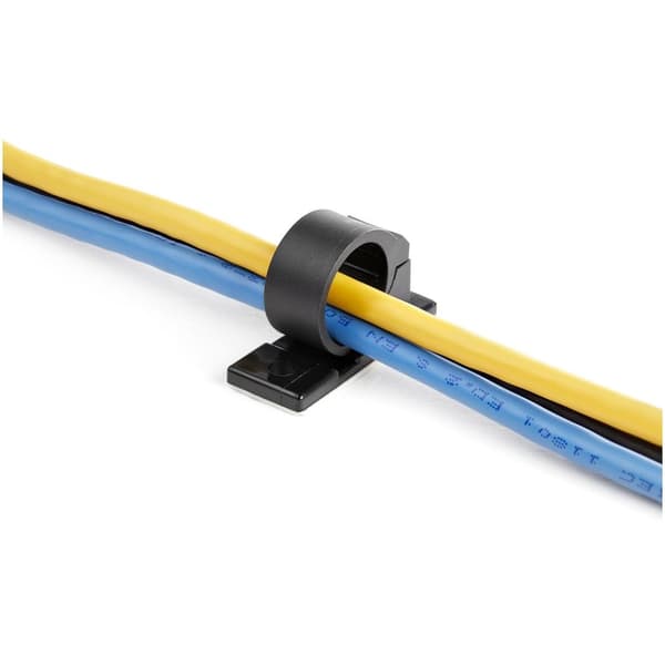 StarTech.com 100 självhäftande kabelhanteringsklämmor svart, nätverks-/ethernet-/kontorsbord/datorsladdorganisatör, klibbiga kabel-/trådhållare, själv