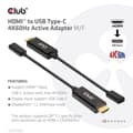 Miniatyrbillede 3 af 8: Club 3D - Adapterkabel - HDMI han til USB-C hun - 22 cm - aktiv, understøtter 4K 60 Hz