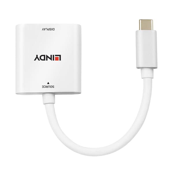 Lindy - Videoadapter - USB-C hane till HDMI hona - 10 cm - vit - stöder 4K 60 Hz (3840 x 2160)