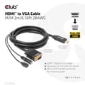 Miniatyrbild 4 av 8: Club 3D - Adapterkabel - HDMI, Micro USB Typ B (endast ström) hane till HD-15 (VGA), Stereo minijack - 2m - 1080p stöd