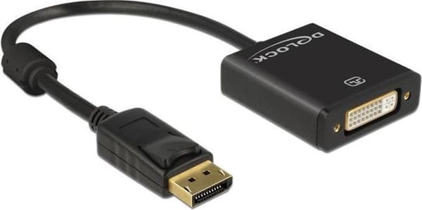 DeLOCK Premium DisplayPort 1.2 till DVI aktiv adapter (4K 30 Hz) / Svart - 0,20 meter