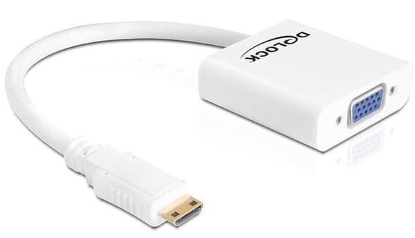 DeLOCK Premium Mini HDMI till VGA-adapter / vit - 0,15 meter