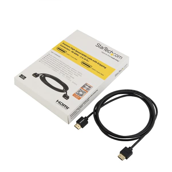 StarTech.com Premium højhastigheds HDMI-kabel med klipstik - 4K 60Hz - HDMI-skærm eller tv-kabel - 2m - HDMI-kabel - HDMI (M) til HDMI (M) - 2m - Sort