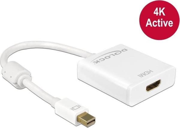 DeLOCK Premium Mini DisplayPort 1.2 - HDMI 1.4 aktiivinen sovitin (4K 30 Hz) / valkoinen - 0,20 metriä