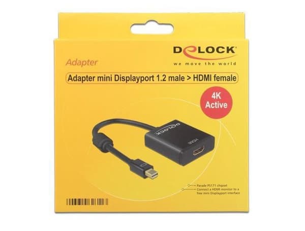 DeLOCK Premium Mini DisplayPort 1.2 - HDMI 1.4 aktiivinen sovitin (4K 30 Hz) / musta - 0,20 metriä