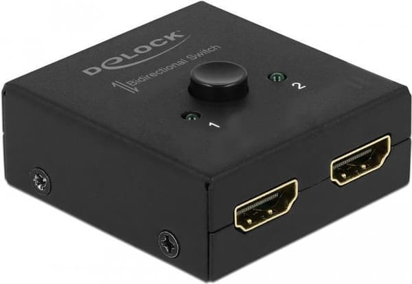 DeLock HDMI 2 - 1 dubbelriktad 4K 60 Hz kompakt - Retail Box - Video/Audio switch - 2 x HDMI - Desktop (64072)