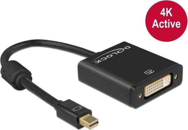 DeLOCK Premium Mini DisplayPort 1.2 til DVI aktiv adapter (4K 30 Hz) / Sort - 0,20 meter