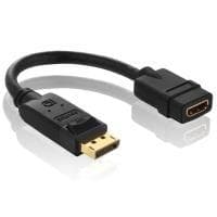 Purelink PureInstall PI155 - Video-/ljudadapter - DisplayPort / HDMI - 28 AWG - DisplayPort (M) - HDMI, 19-stift (F) - 10 cm - skärmad - svart (PI155)