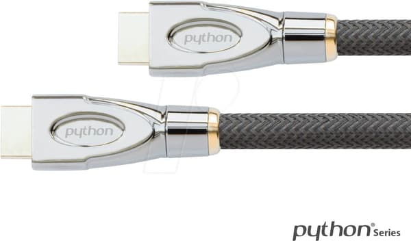 PYTHON Series PREMIUM Ultra-High-Speed HDMI 2.1-kabel - 8K UHD-2 / 4K UHD - guldpläterade kontakter, trippel skärmning - KOPPARLEDARE - nylonfläta - S