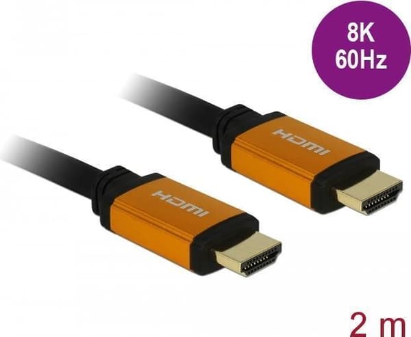 DeLOCK - HDMI-kabel - HDMI (M) til HDMI (M) - 2 m - tredobbelt isolering - sort, guld - 8K-understøttelse