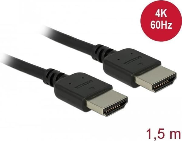 DeLOCK Premium - Premium Highspeed med Ethernet HDMI med Ethernet-kabel - HDMI (M) til HDMI (M) - 1,5 m - Tredobbelt skærmet parsnoet kabel - Sort - 4