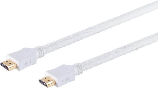 S/CONN maksimal tilslutning HDMI-forbindelseskabel-HDMI A han til HDMI A han, forgyldte kontakter, ULTRA HD, 3D, HEAC, hvid med hvid low-density nylon