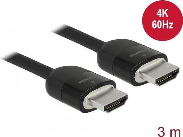 DeLOCK Premium - Premium Highspeed med Ethernet HDMI med Ethernet-kabel - HDMI (M) til HDMI (M) - 3,0 m - Tredobbelt skærmet parsnoet kabel - Sort - 4