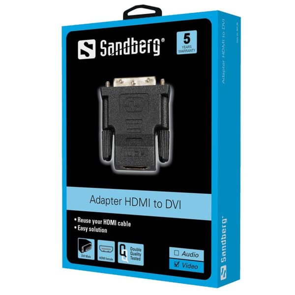Sandberg - Videoforbindelse - DVI-D (M) - HDMI, 19-benet (F) (507-39)