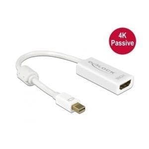 DeLOCK 4K Passive - video-/lydadapter - DisplayPort / HDMI - Mini DisplayPort (M) - HDMI, 19-benet (W) - 20 cm - (DisplayPort 1.2) - hvid (62614)