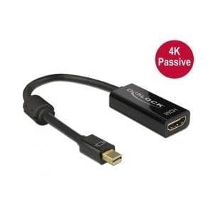 DeLOCK 4K Passive - Video-/äänisovitin - DisplayPort / HDMI - Mini DisplayPort (M) - HDMI, 19-nastainen (F) - 20 cm - (DisplayPort 1.2) - musta (62613